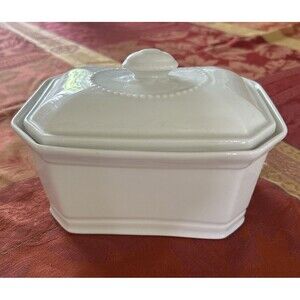 Apilco France White Porcelain Terrine Covered Serving Dish with Lid Vintage 7.5”